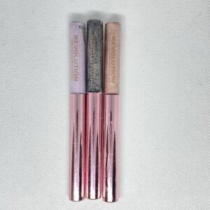 Lot 3 Revolution Liquid Eyeliner Chromatic Silver Flash Lilac Lustre Rose Gold